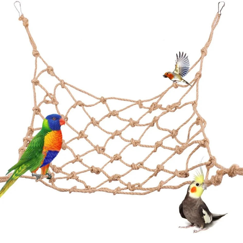Parrot Swing & Climbing Net - 30x20cm Hammock, Stand Ladder, Chewing Gym Toys