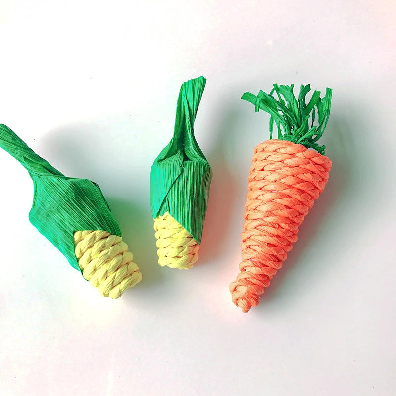 Parrot Chew Toy - Handwoven Carrot Corn Vine Ball for Birds & Small Animals