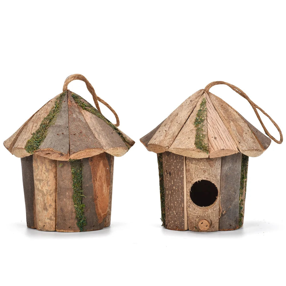 Hummingbird House - Wooden, Hanging Bird Nest Box, Outdoor Garden Decor