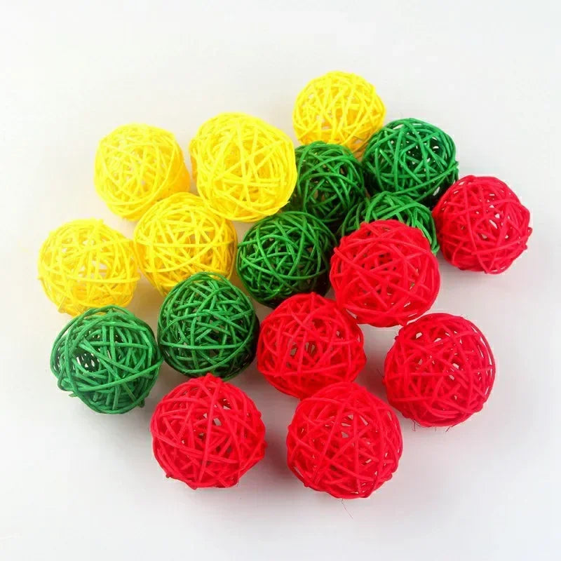 5pcs Bird Rattan Ball Toy - Chewing & Playing for Parrots & Budgies