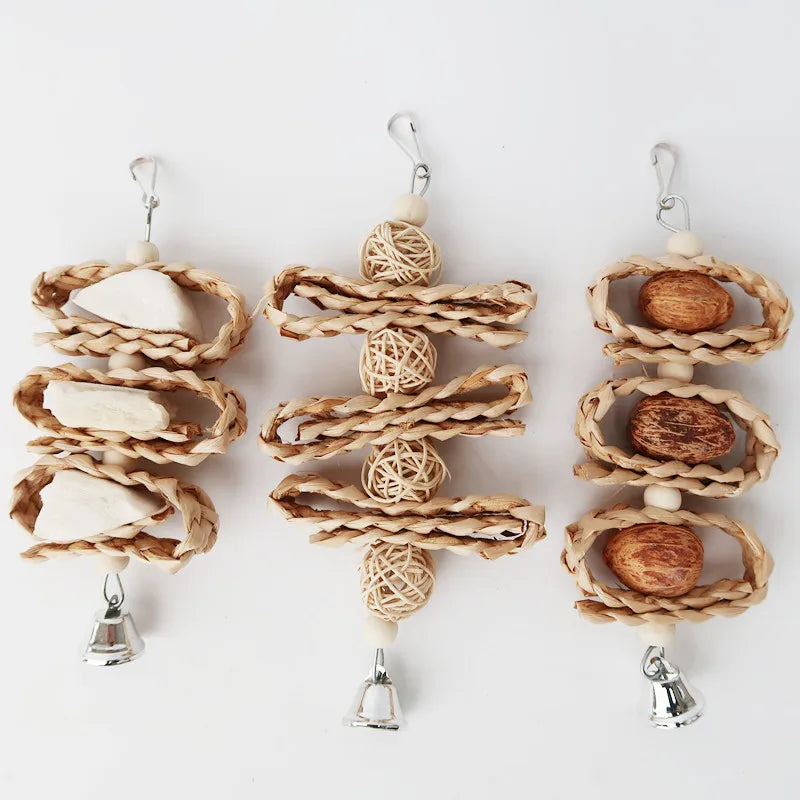 Natural Bird Chew Toys - Parrot Bite, Swing, Climb