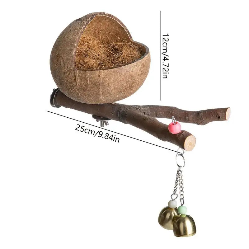 Coconut Shell Bird Nest - Hideaway for Parrot & Parakeet, Comfortable Nest Box