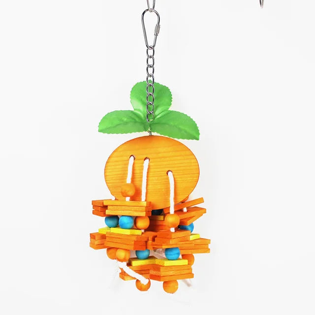 Colorful Wooden Bird Toy - Chewing & Playing Pet Toy for Parrots