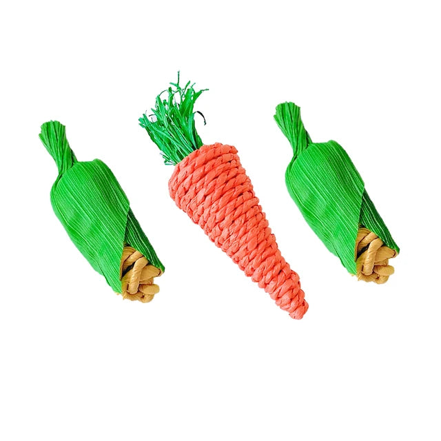 Parrot Chew Toy - Handwoven Carrot Corn Vine Ball for Birds & Small Animals