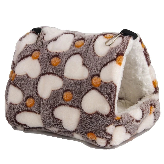 Heart Shaped Plush Bird Nest - Warm Parrot Hammock, Bird Cage Cabin Tent