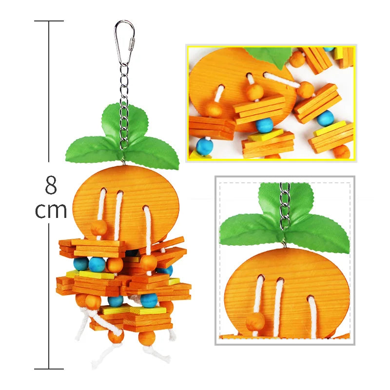 Colorful Wooden Bird Toy - Chewing & Playing Pet Toy for Parrots