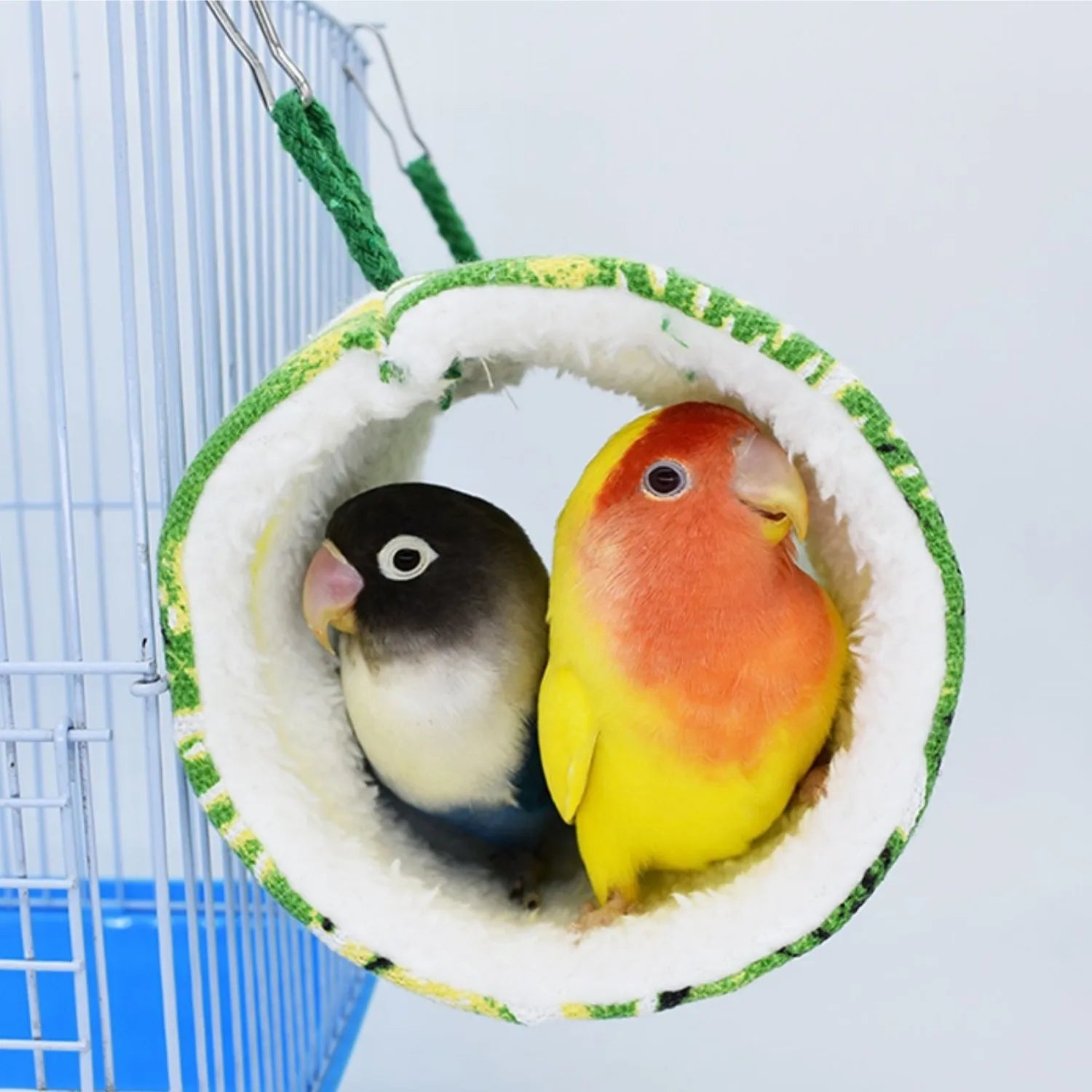 冬季鳥類吊床－保暖絨毛巢穴帳篷，適合鸚鵡與小型寵物的躲藏屋