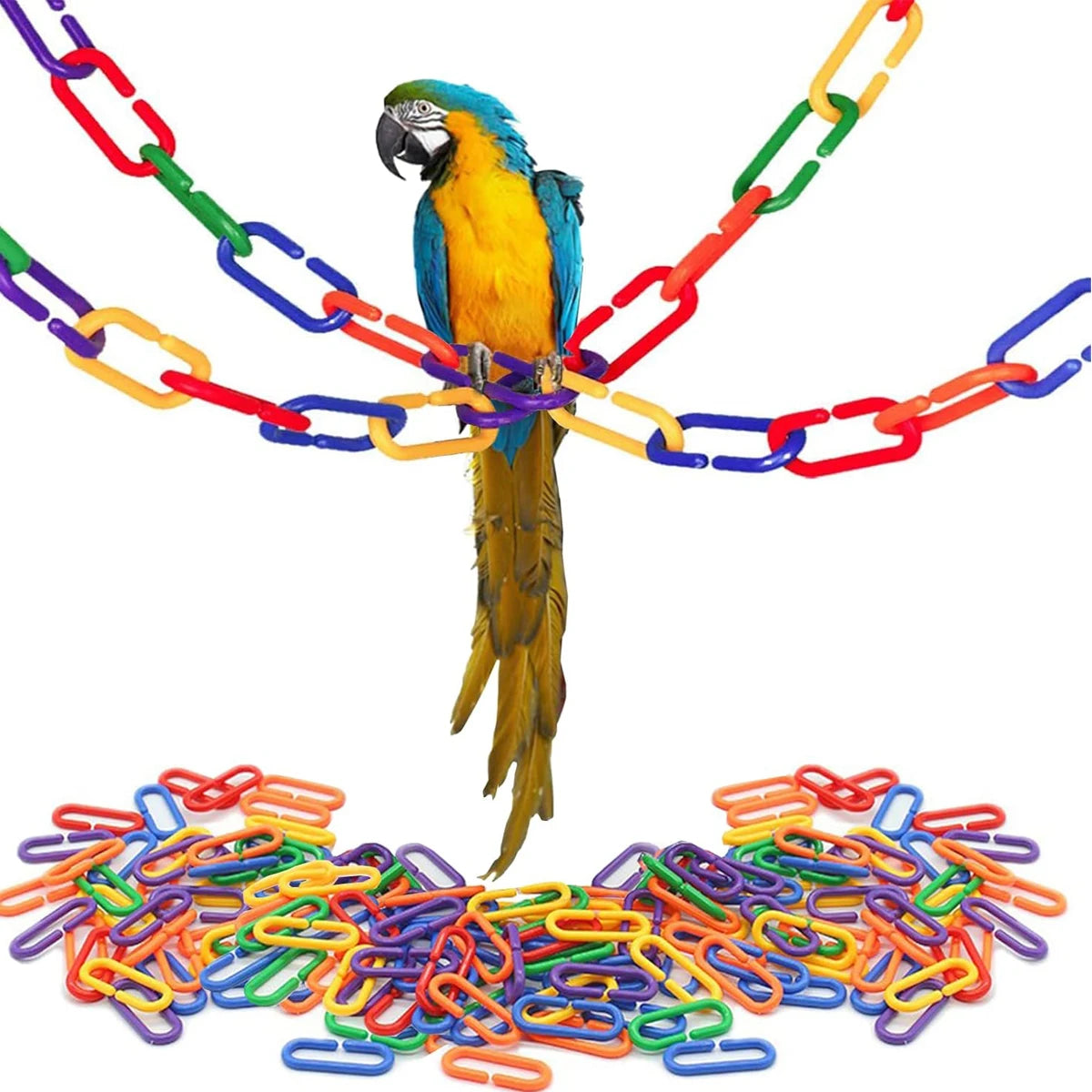 100PCS Rainbow C-Clips - Ideal for Sugar Glider, Rat, Parrot Swing & Climbing Chain Cage Toy