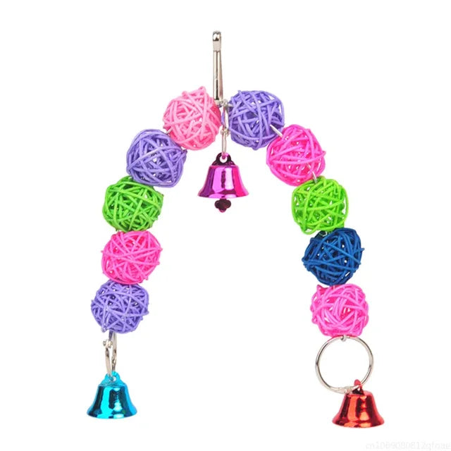 Parrot Swing Toy - Reliable Chewable Bridge with Wooden Beads for Birds