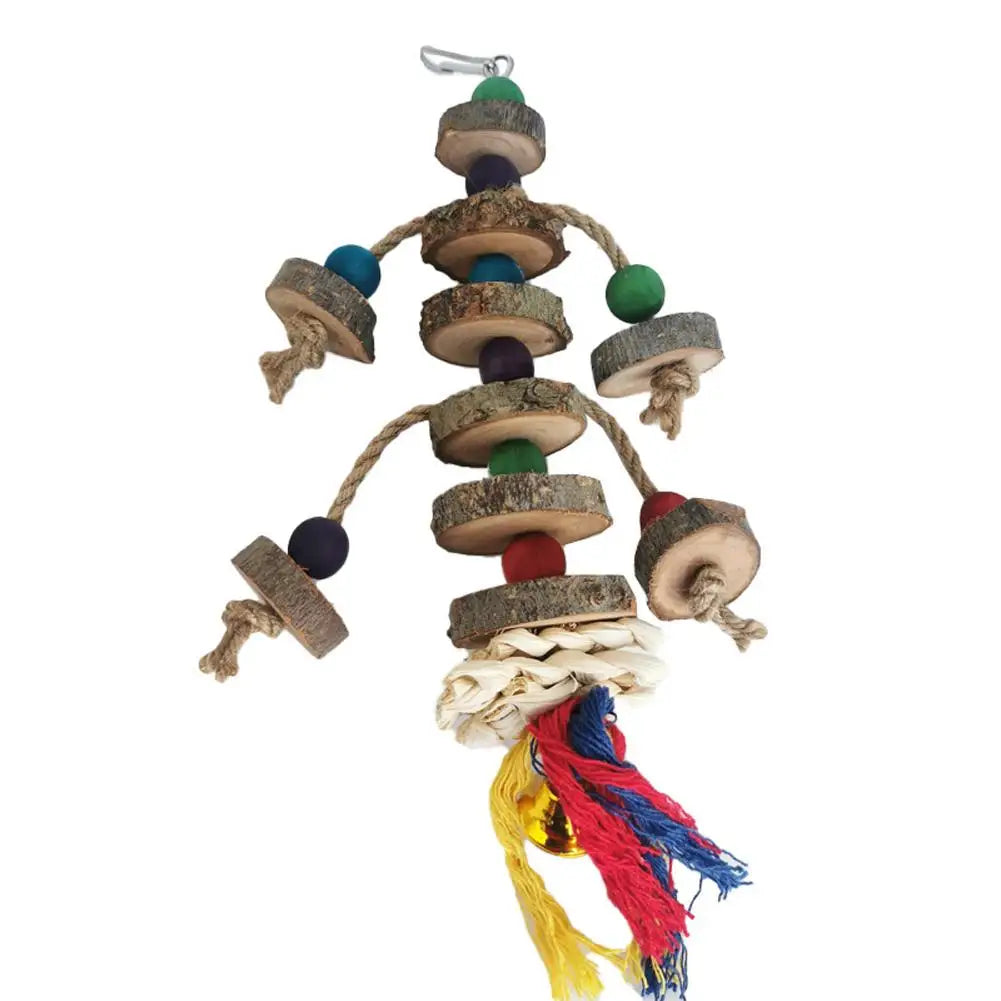 Parrot Chew Toy Blocks - Wooden Beads with Hook for Small to Medium Birds