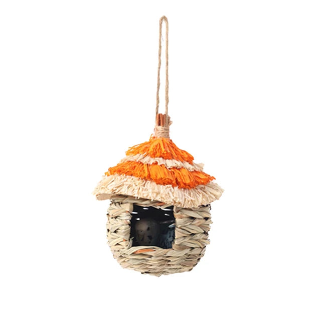 Hand-Woven Grass Bird Nest - Small Parrot & Canary Outdoor Hanging Hut