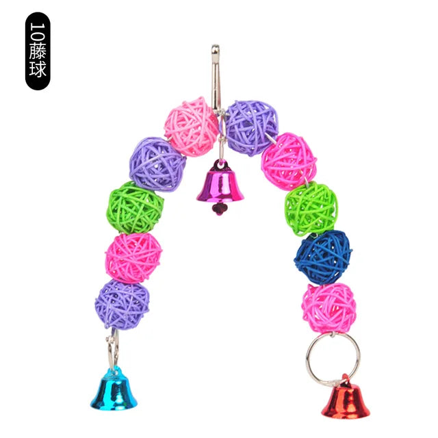 鸚鵡啃咬串－鳥類訓練與磨喙用木製玩具